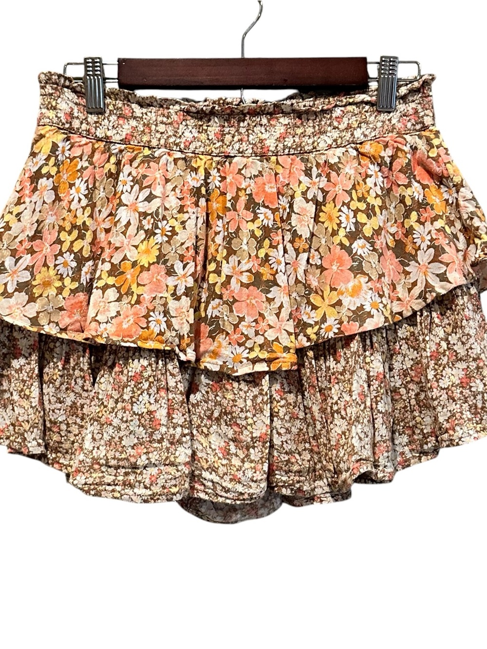 American Eagle Outfitters Ruffle Tiered Floral Pattern Print Mini Skort Medium - Picture 2 of 8